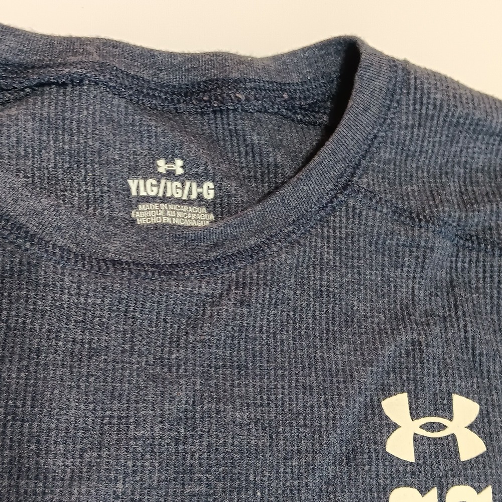Under Armour Boys LG Gray Thermal Long Sleeve Shirt Youth Large Athletic Fit E8 - Picture 4 of 11